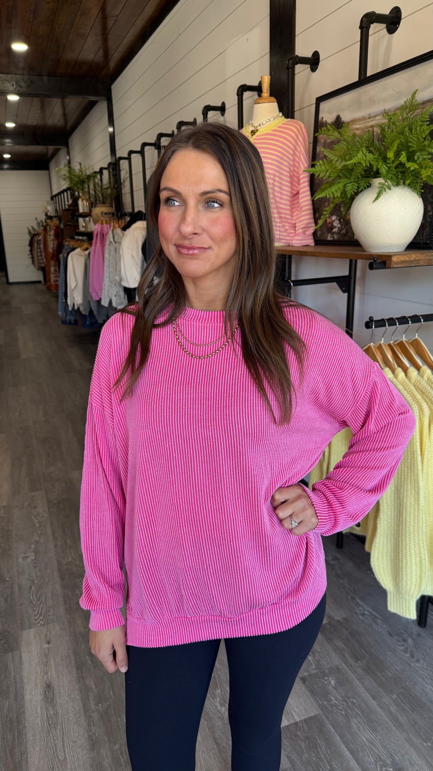 Harper Ribbed Long Sleeve - Pink
