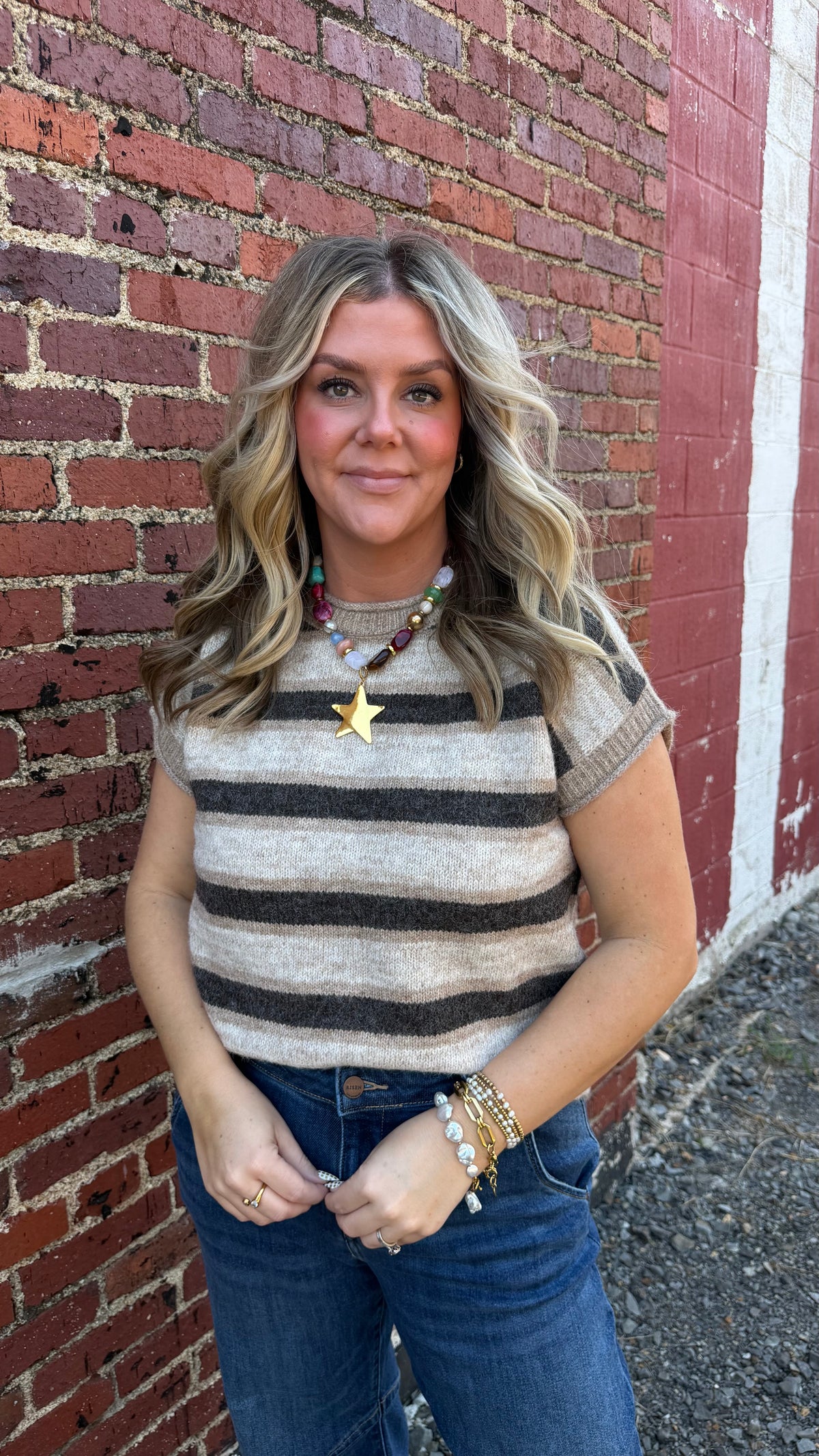 Pecan Striped Top