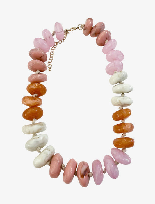 Delray Chunky Beaded Necklace - Pink/Orange
