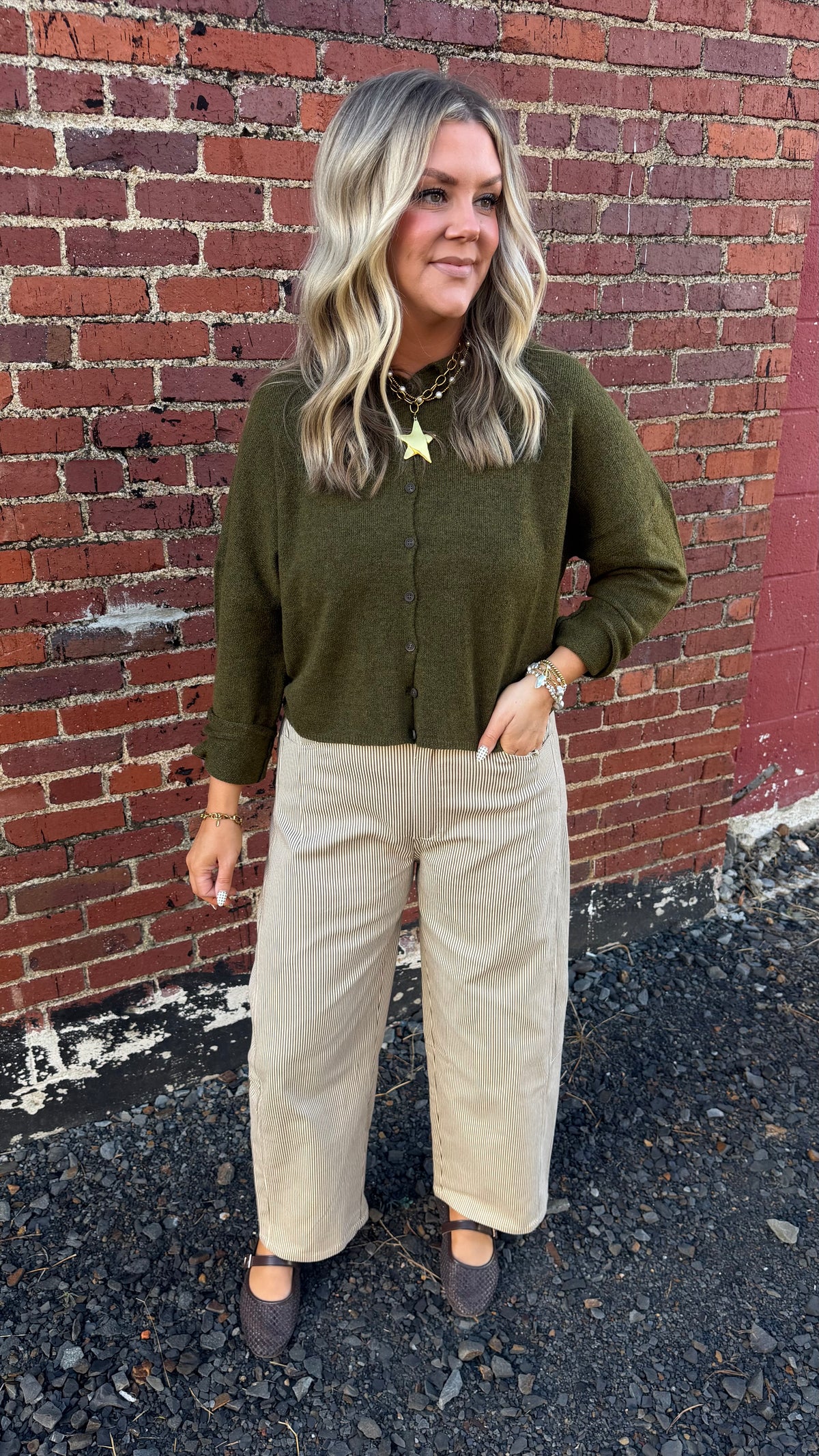 First Class Striped Pants - Espresso