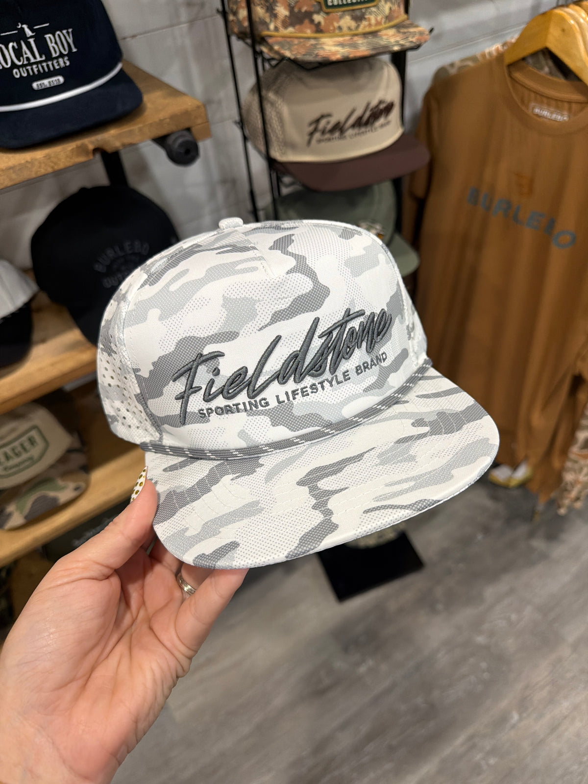 Fieldstone Snow Camo Performance Rope Hat