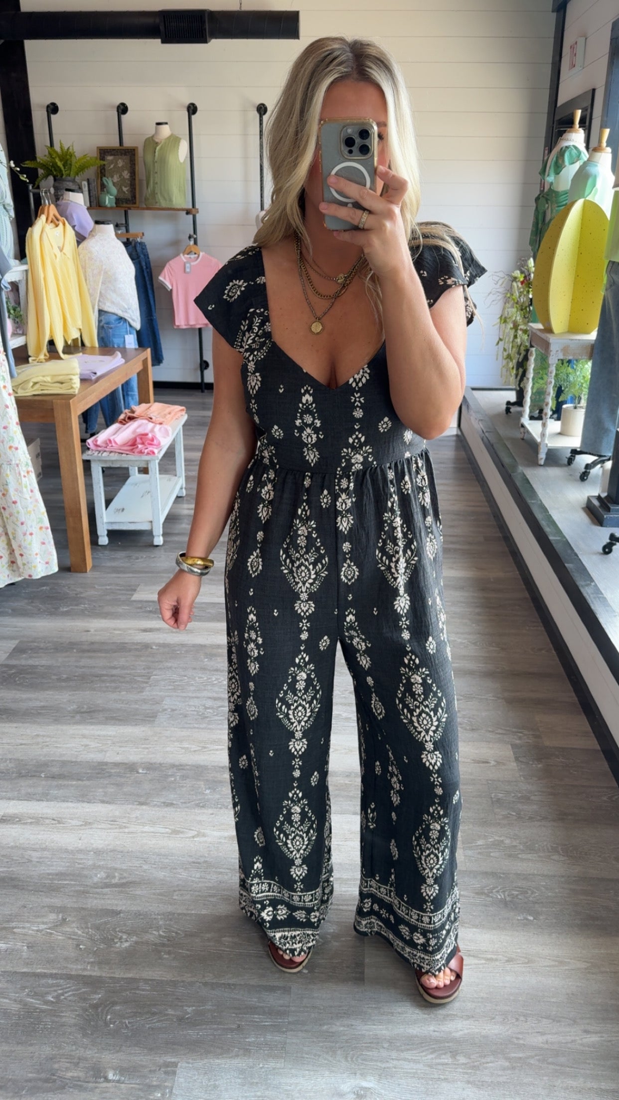 Printed Romper - Black