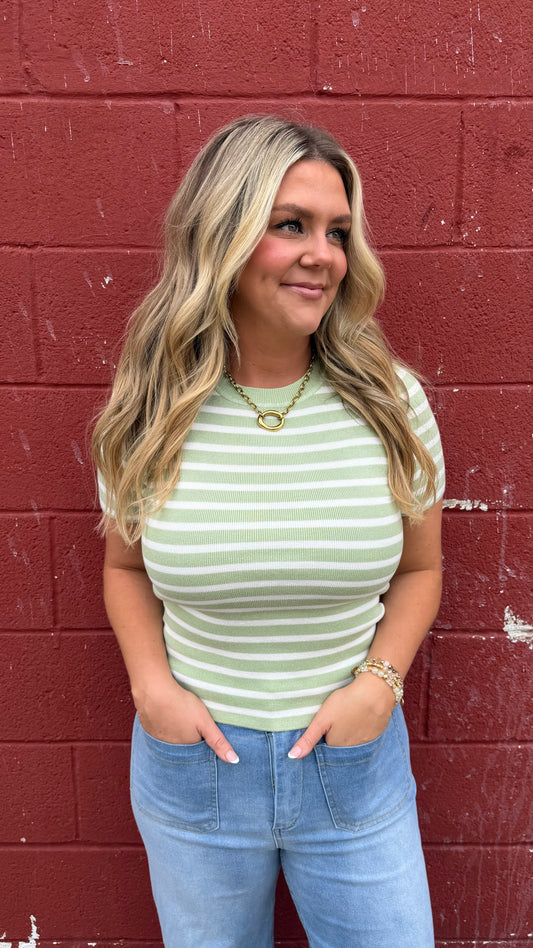 Erin Striped Top - Lime
