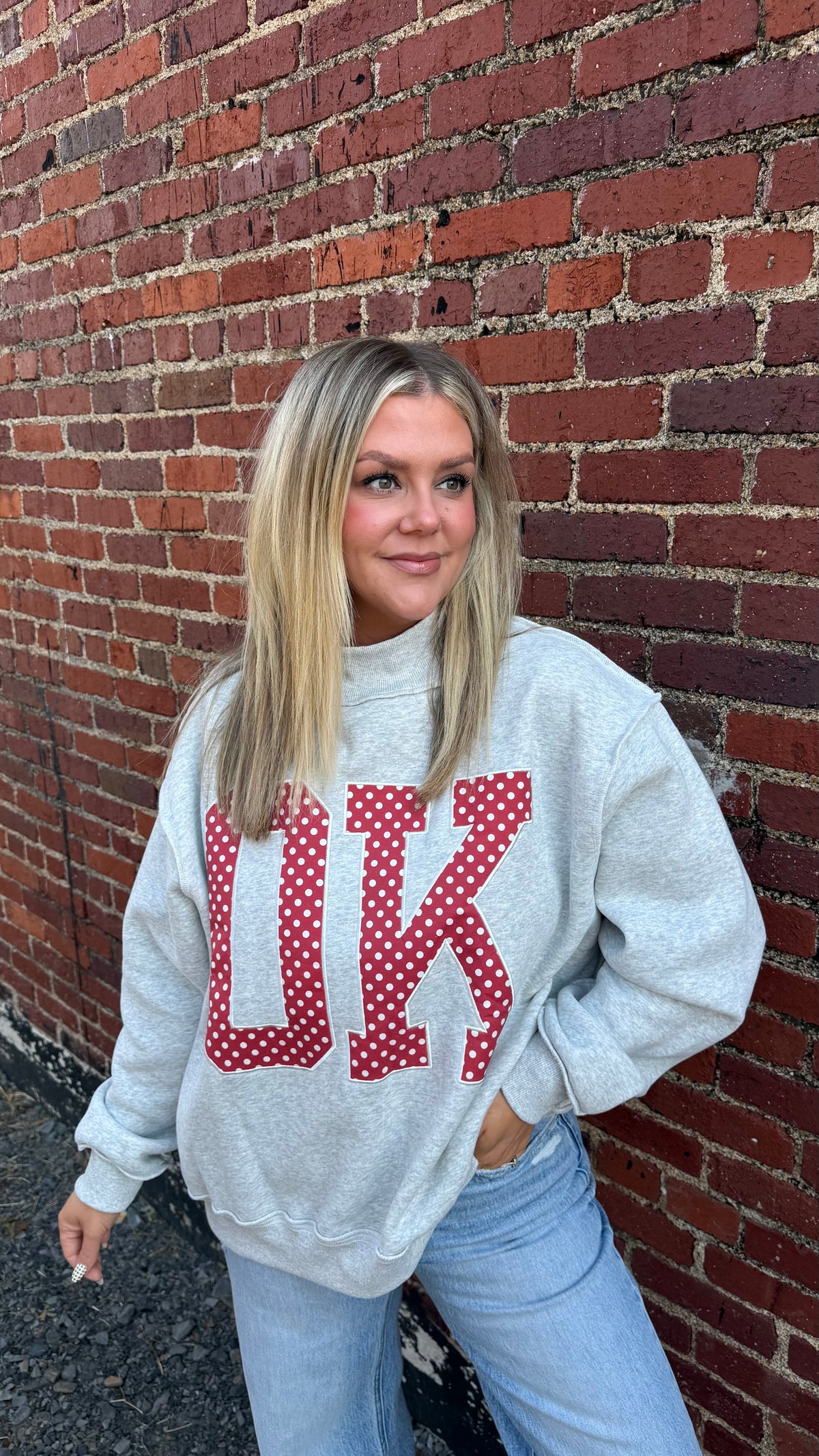 OK Embroidered Mock Neck