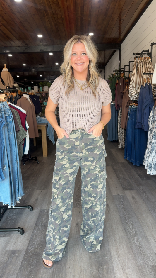Camo Cargo Wide Leg Pants
