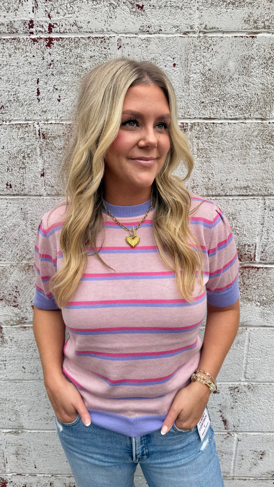 Dottie Striped Top- Purple