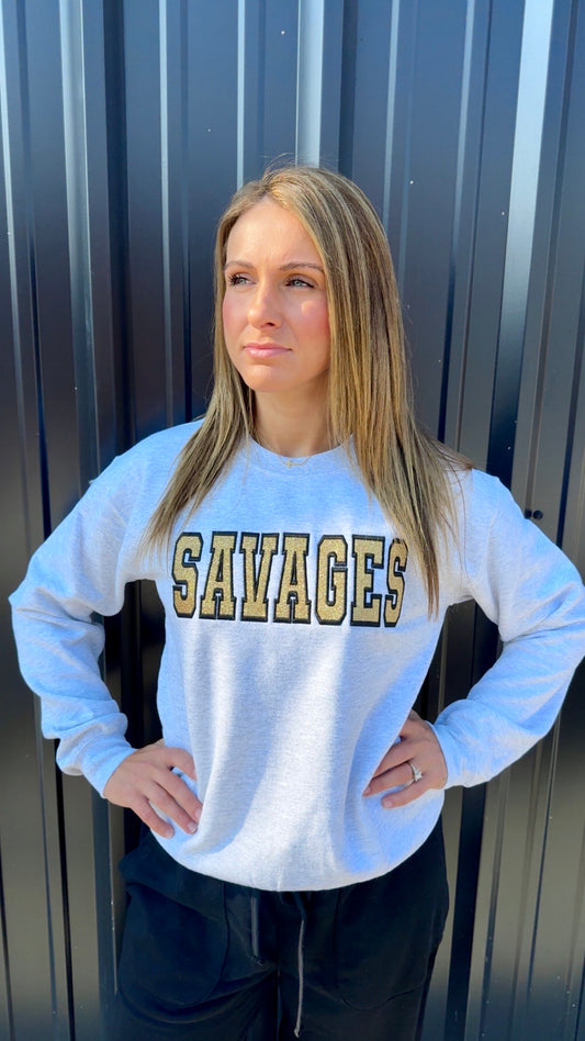 Savages Gold Glitter Embroidered Sweatshirt