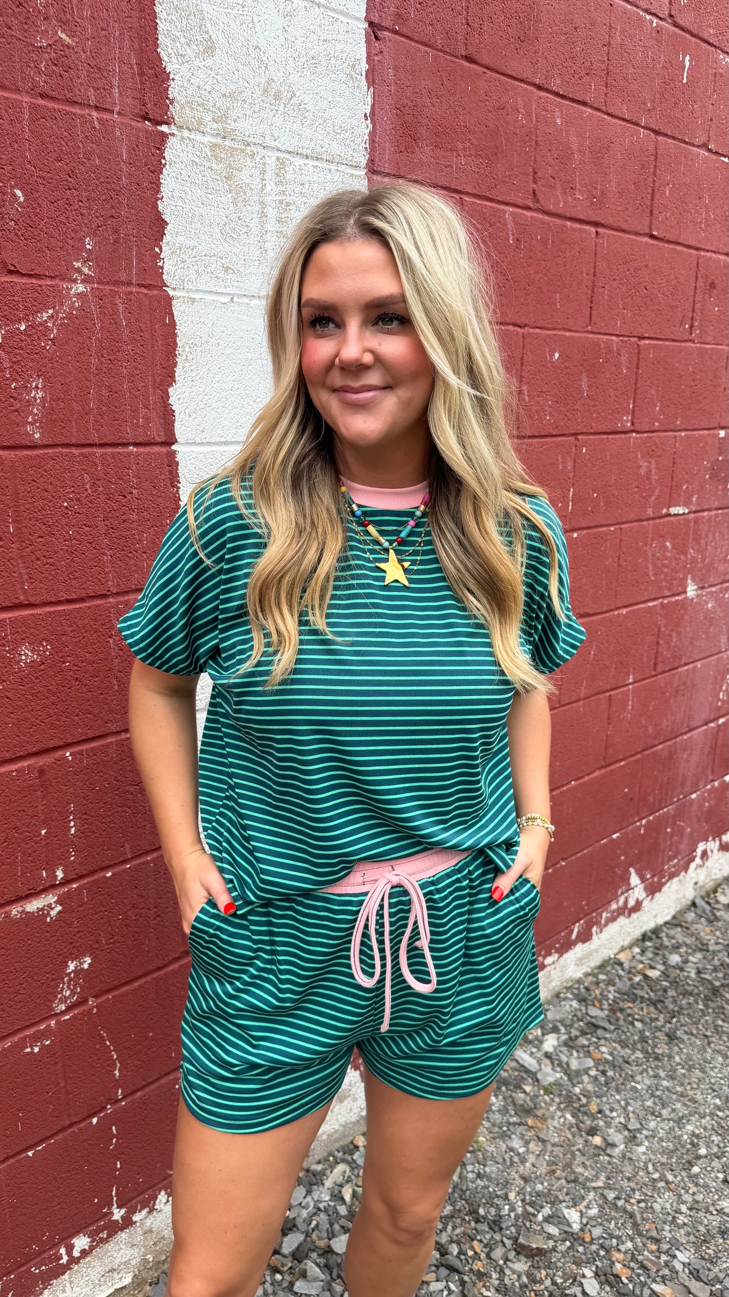 Feeling Dreamy Striped Set - Teal