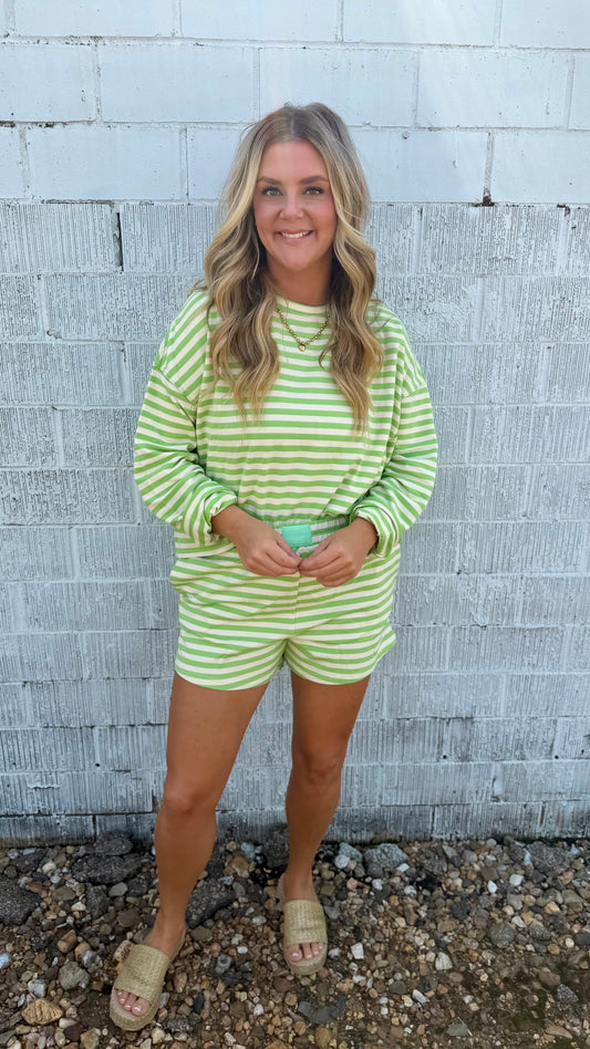 Luna Striped Shorts - Lime