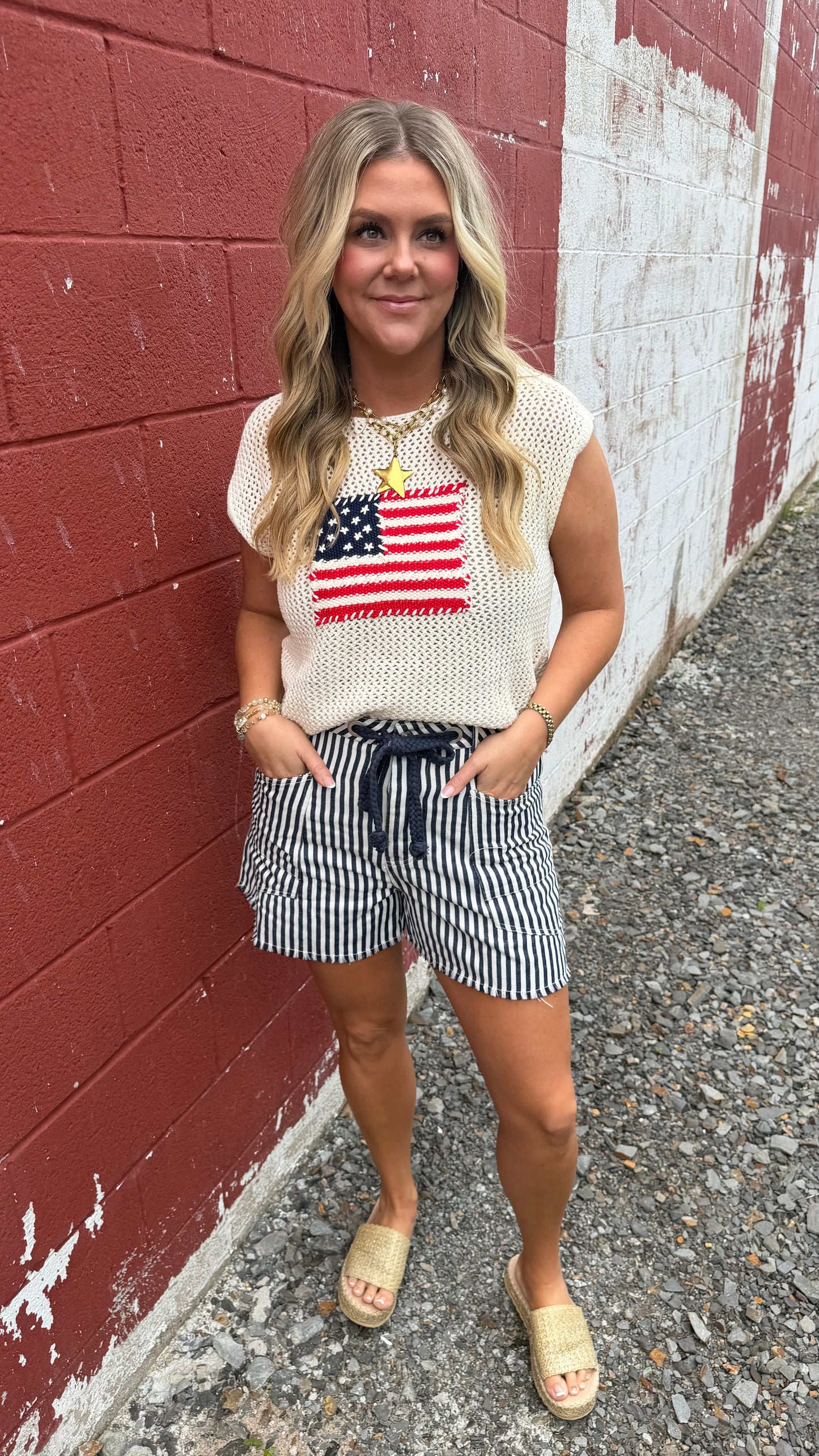 Mineral Washed Striped Shorts