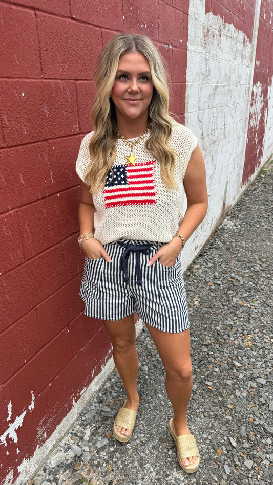 Mineral Washed Striped Shorts