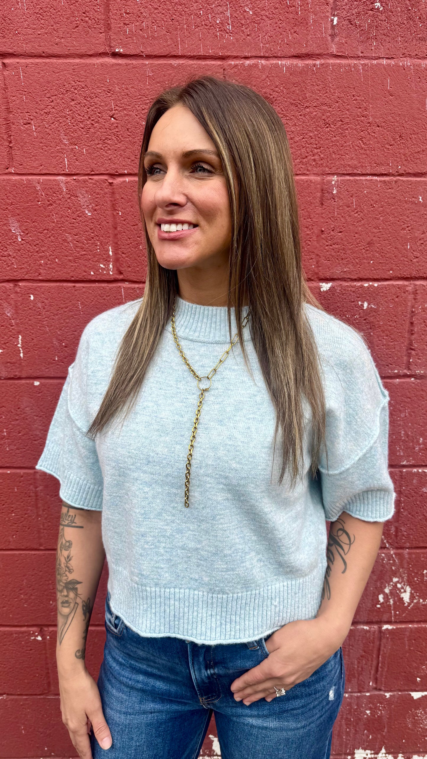 Bashful Blue Sweater