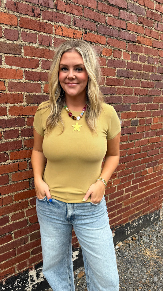 Kori Classic Ribbed Tee - Amber
