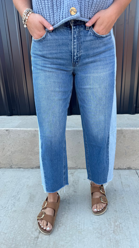 Maci Two Toned Barrel Jeans