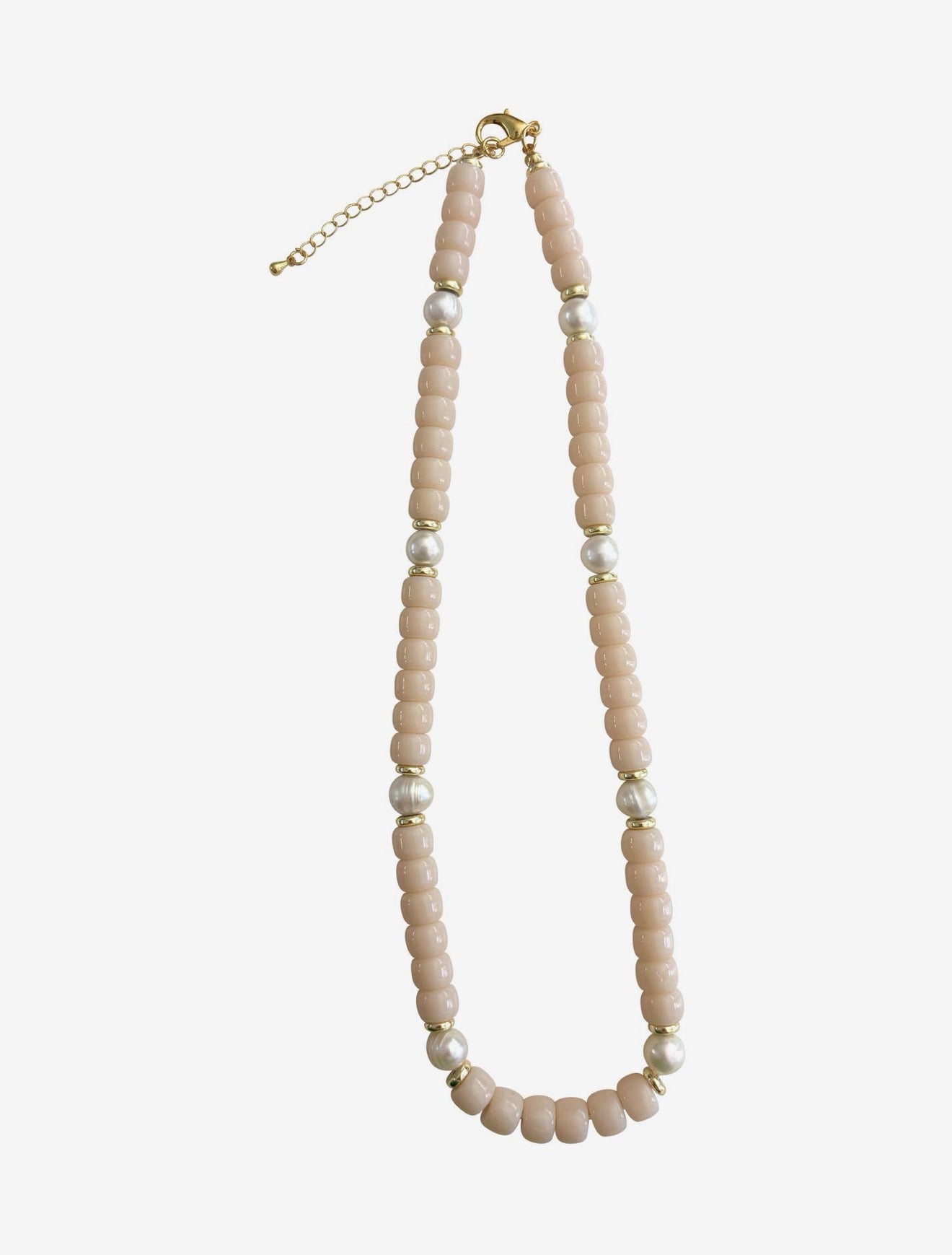 Victory Beaded Pearl Necklace - Blush