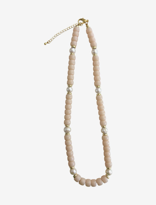 Victory Beaded Pearl Necklace - Blush