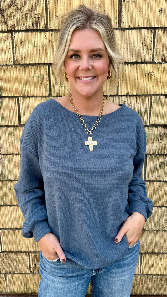 London Lightweight Top - Dusty Blue