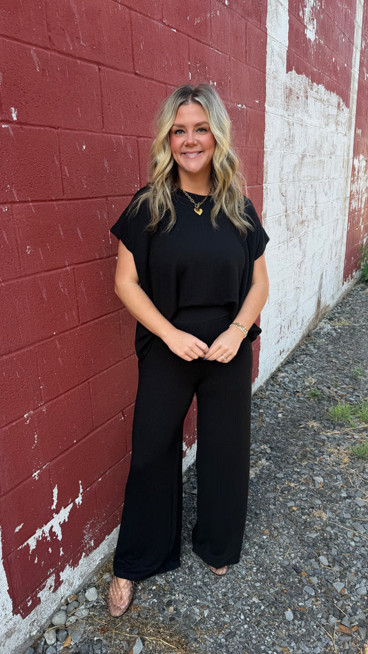 Classic Comfort Ribbed Set - Black