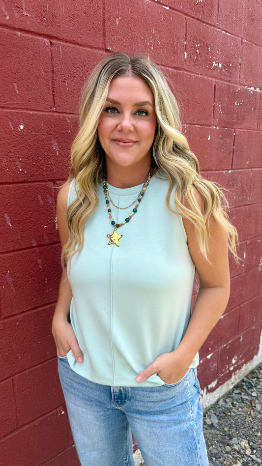Angela Sleeveless Top - Sage