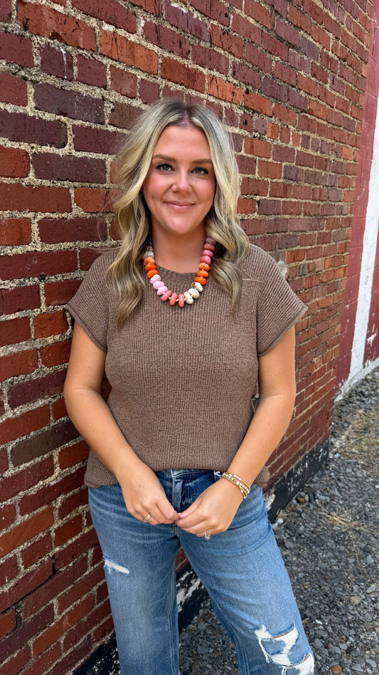 Sawyer Short Sleeve Sweater - Taupe