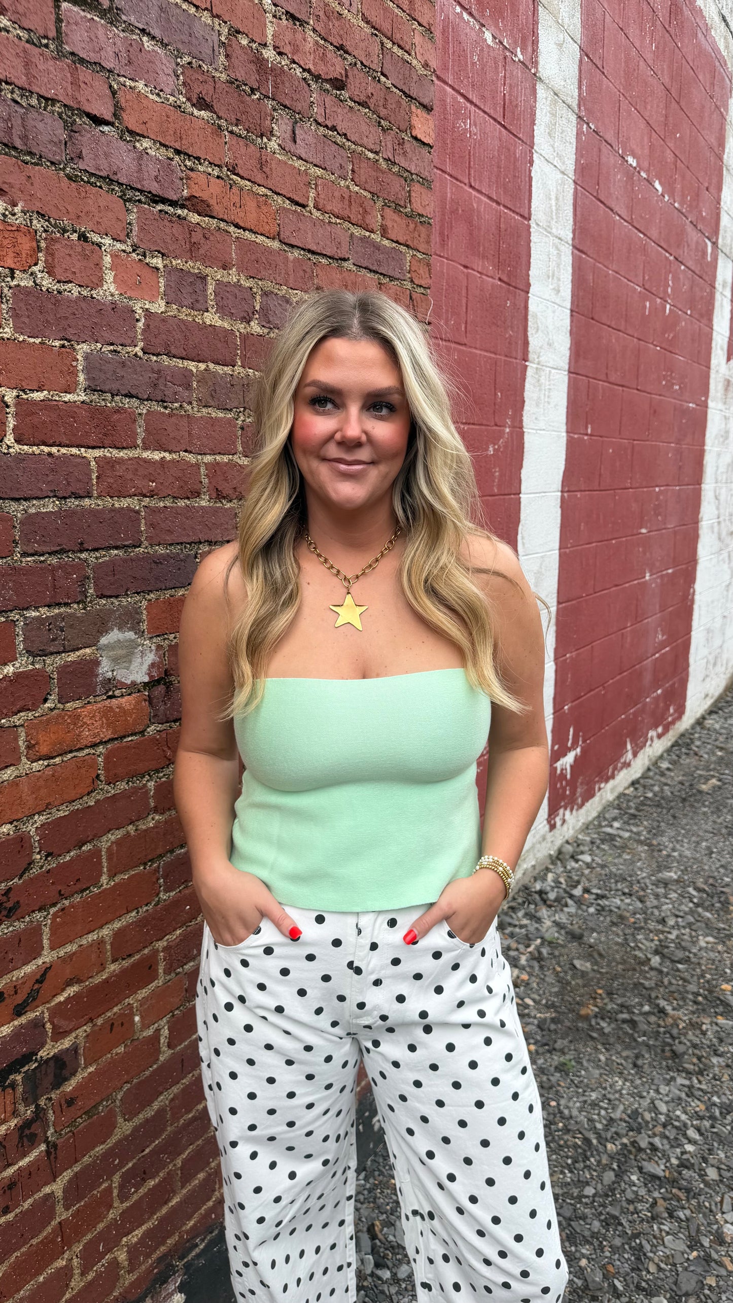 Ellie Strapless Peplum Top - Lime