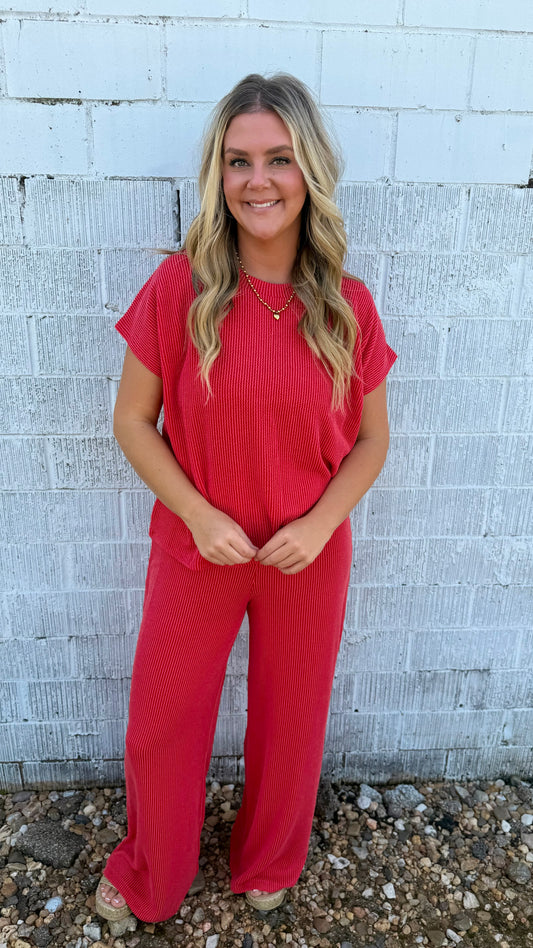 Classic Comfort Ribbed Set - Red
