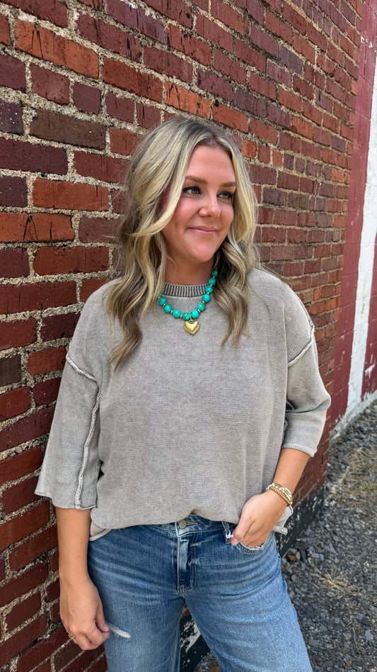 Ellison Washed Boxy Sweater - Light Mocha