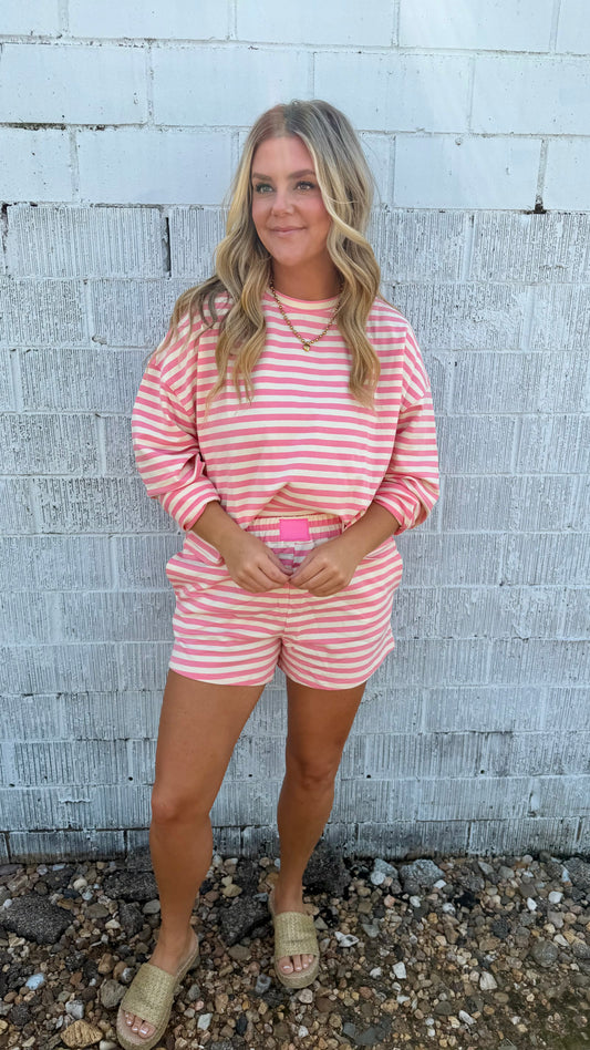 Luna Striped Shorts - Pink