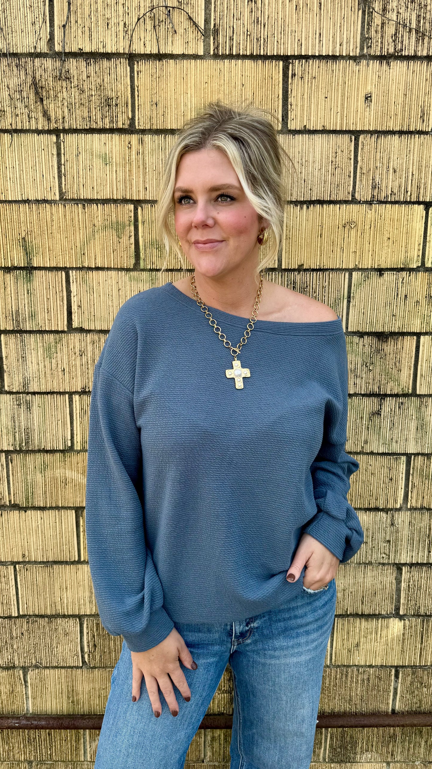 London Lightweight Top - Dusty Blue