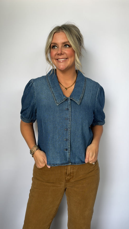 Denim Puff Sleeve Top