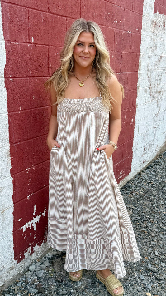 Smocked Striped Dress