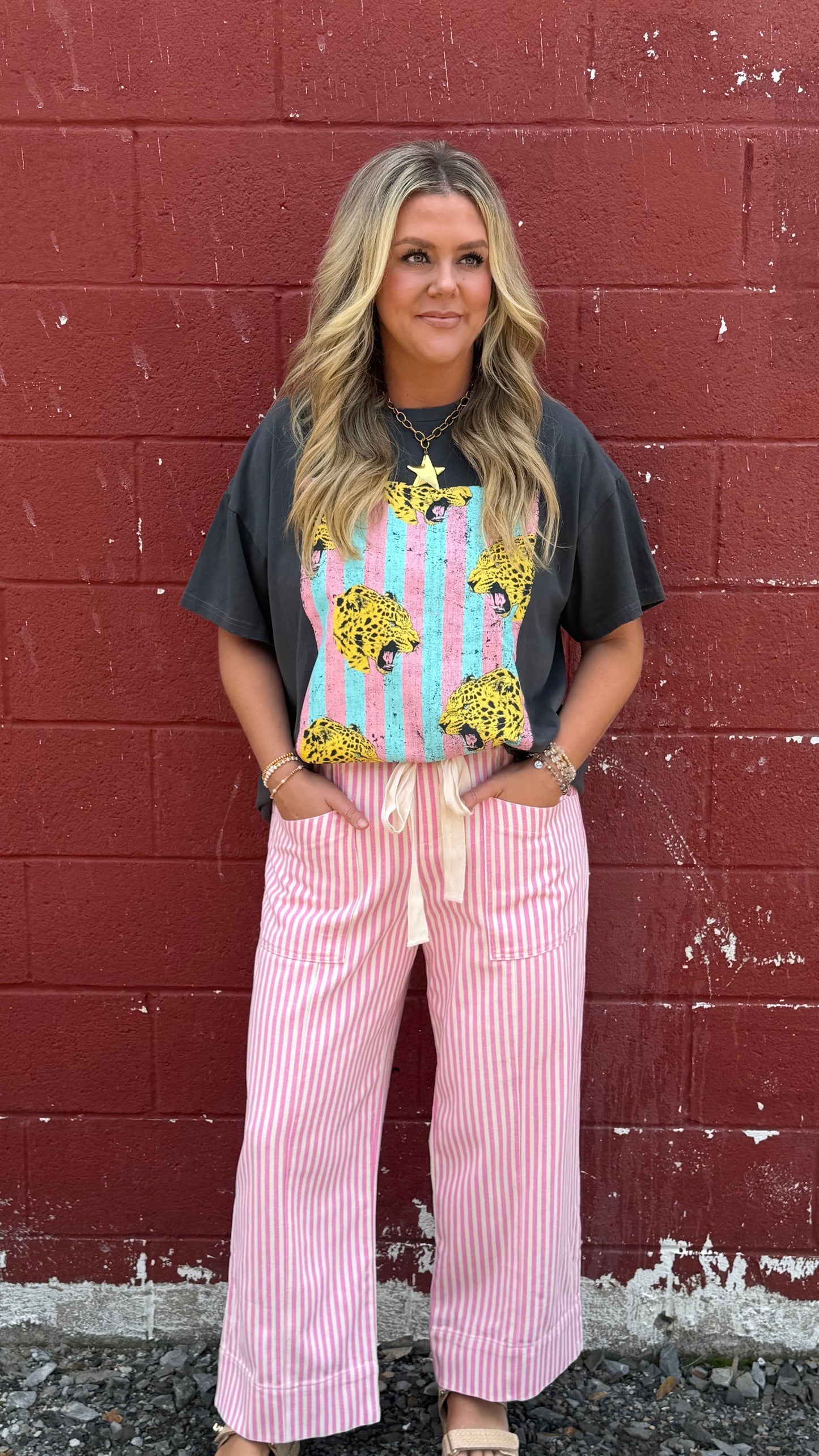Susie Striped Pants - Pink