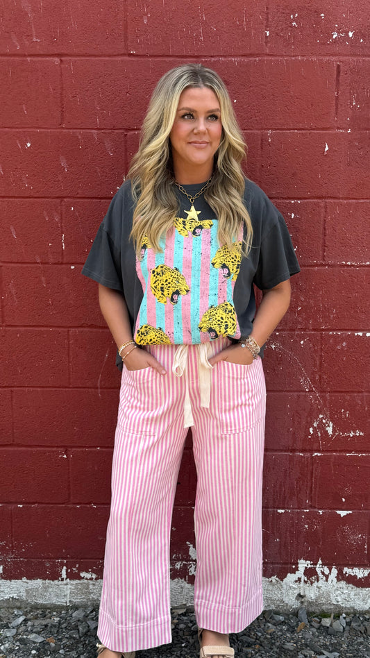 Susie Striped Pants - Pink