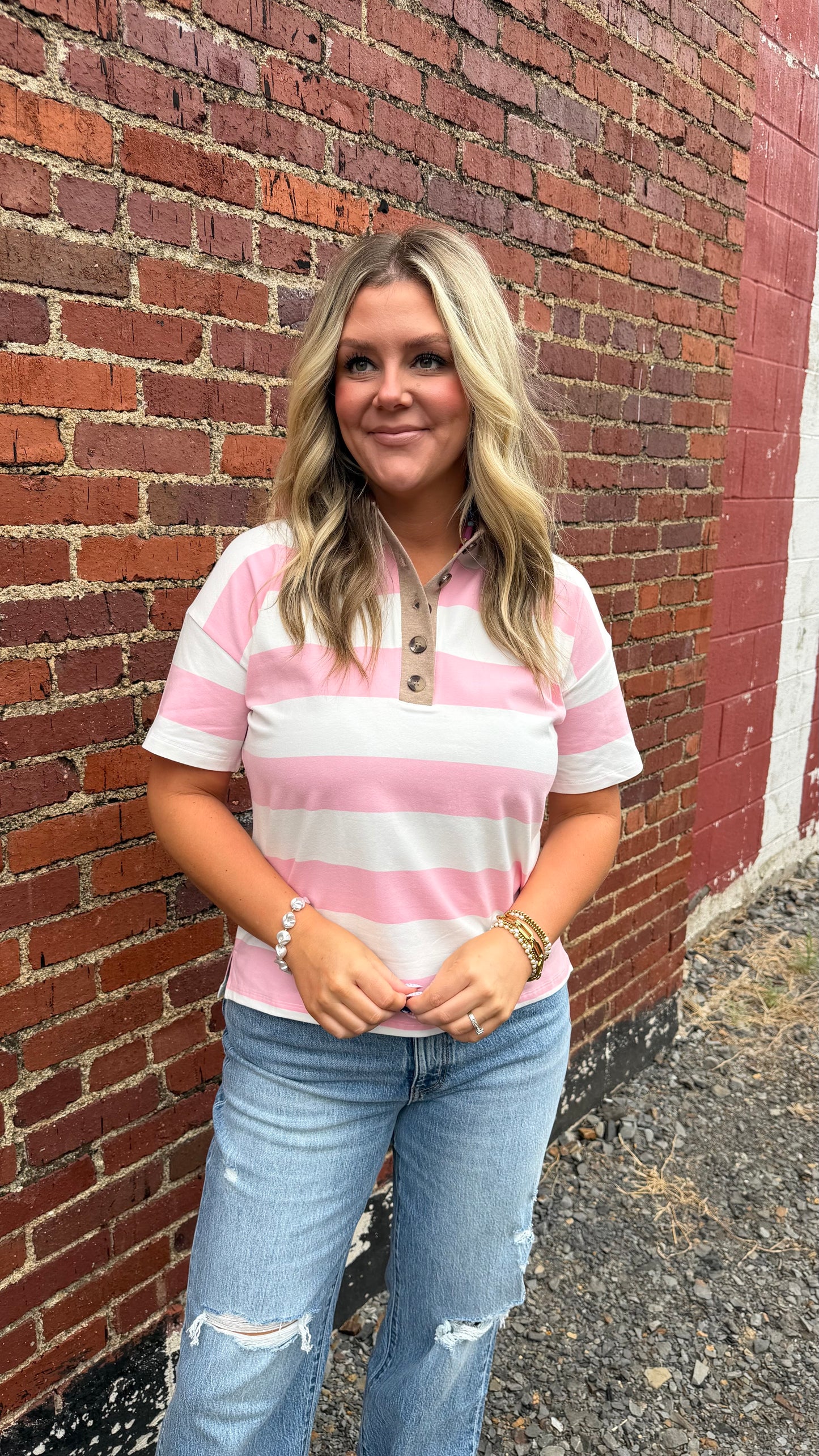 Varsity Stripe Top - Pink