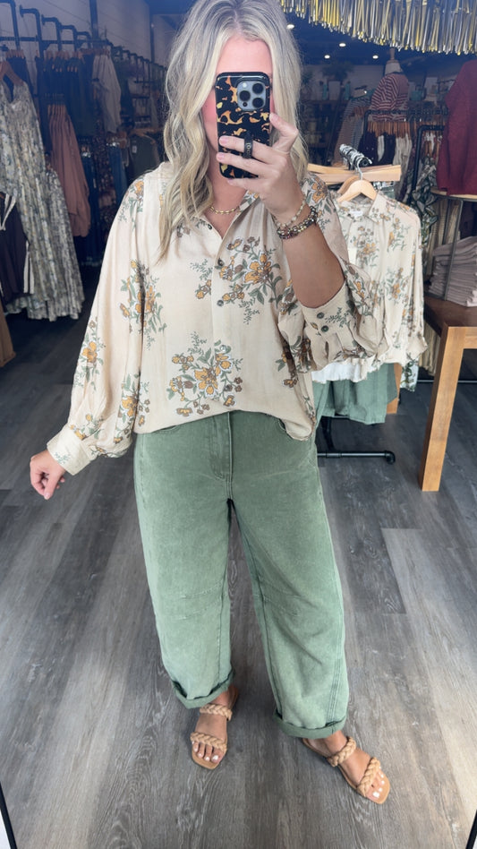 Brianna Barrell Jeans - Olive