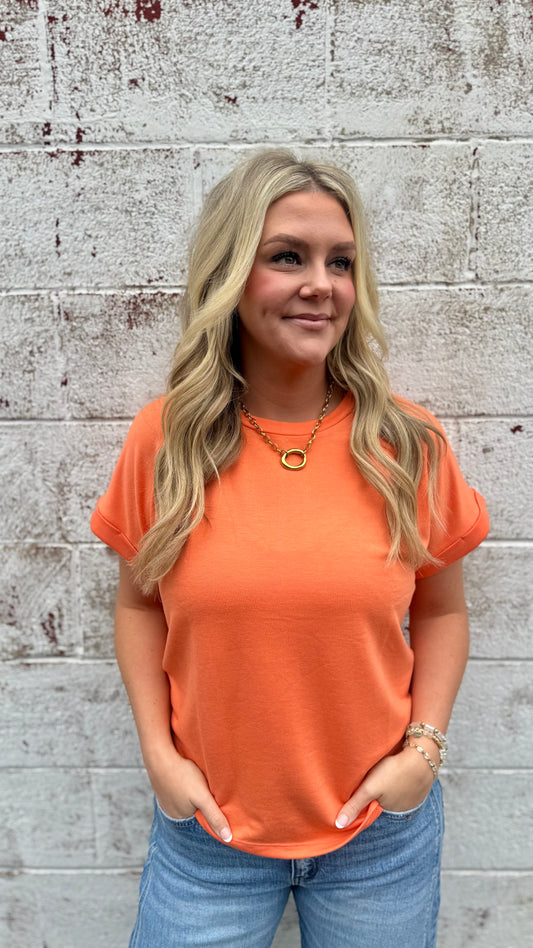 Simple Orange Short Sleeve Top