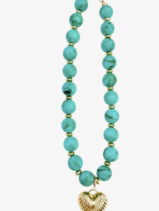 Lucas Beaded Necklace with Gold Heart