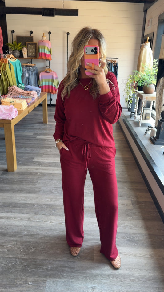 Lazy Day Luxe Set - Burgandy
