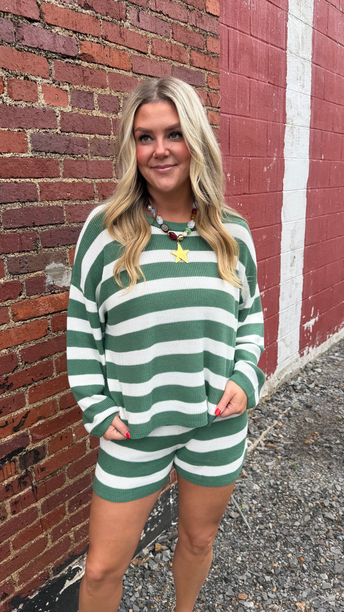 Green Striped Sweater