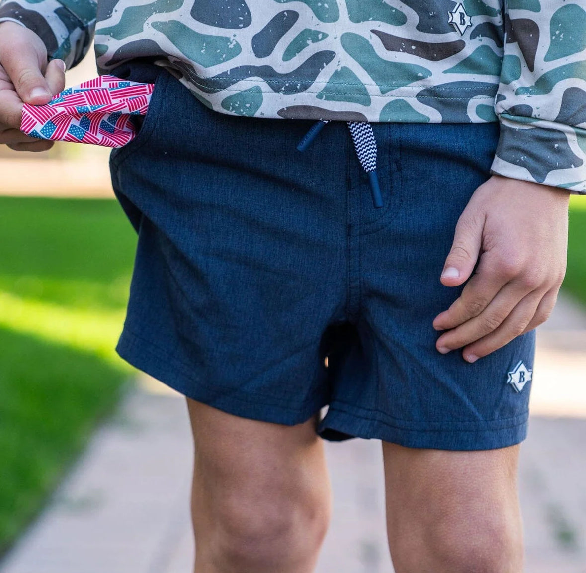 Burlebo Youth Athletic Shorts - Heather Navy