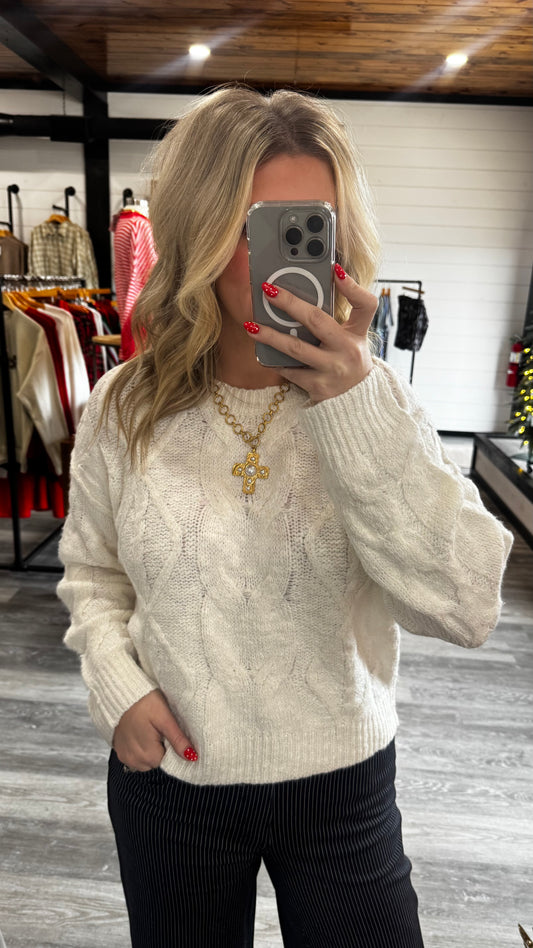 Cozy Duotone Braided Sweater
