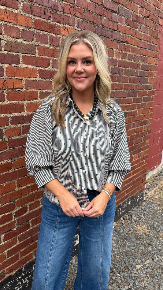 Precious Polka Dot Blouse - Green