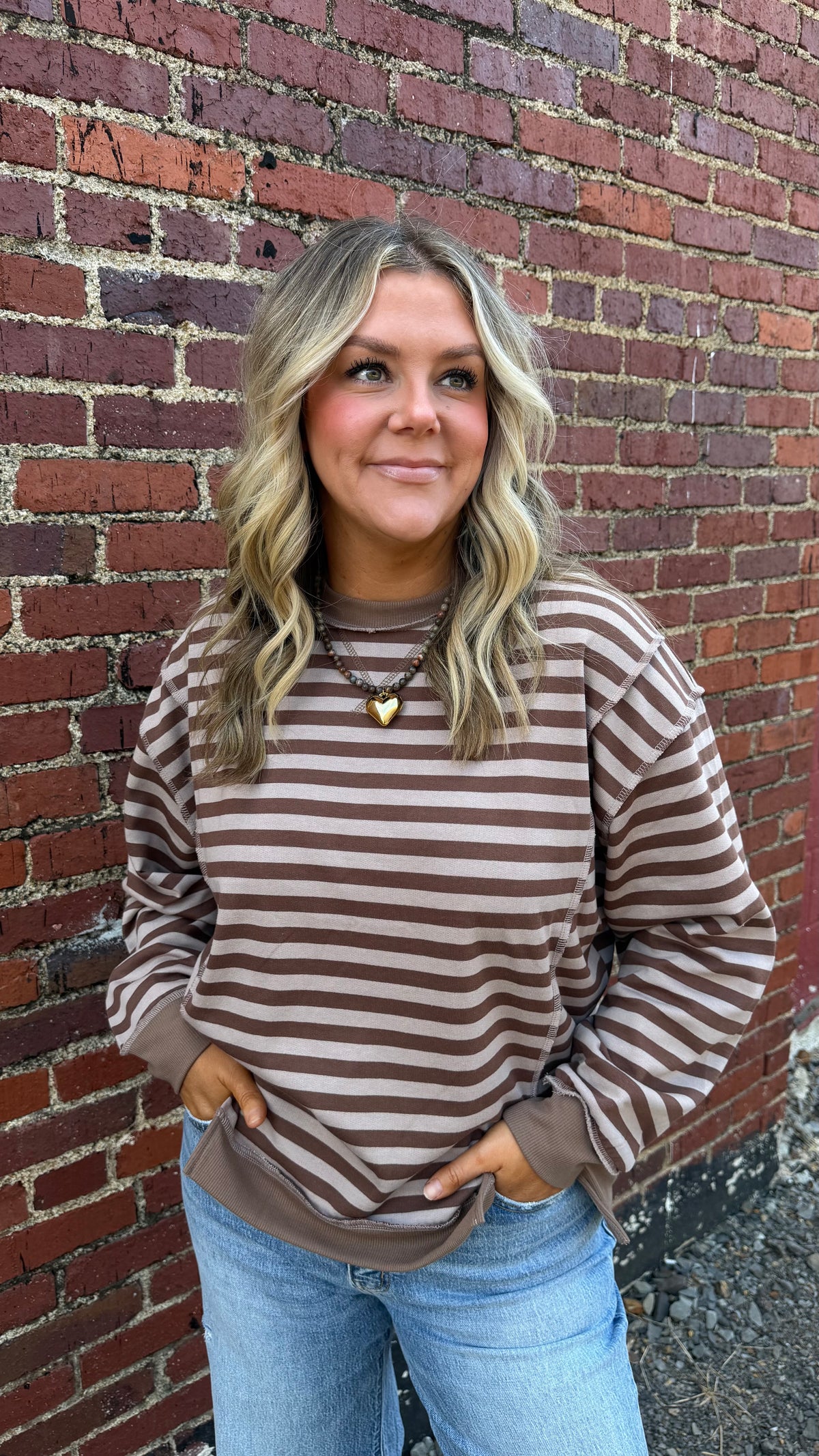Casual Day Striped Pullover - Brown