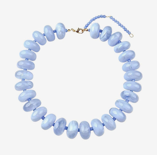 Bailey Chunky Beaded Necklace - Light Blue