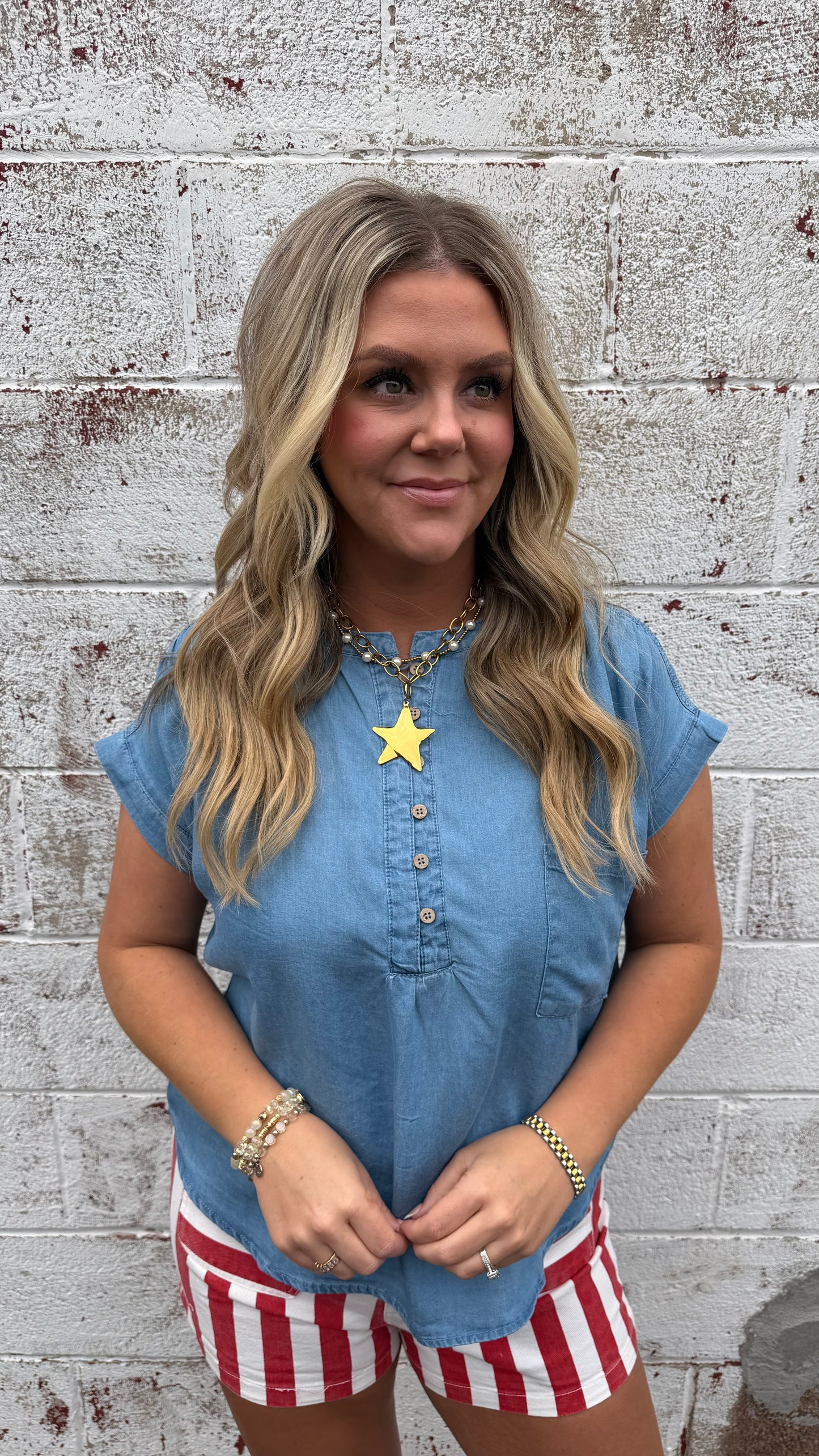 Baby Blues Chambray Top