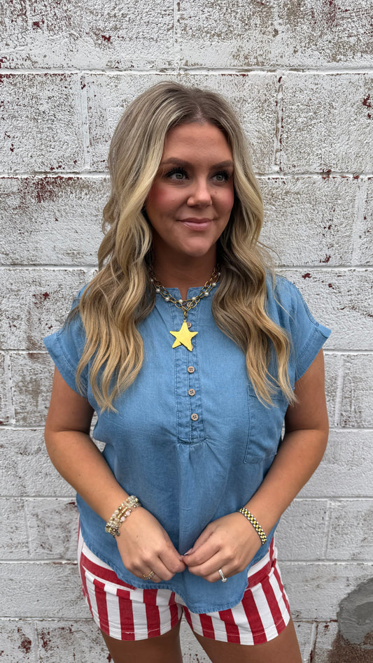 Baby Blues Chambray Top