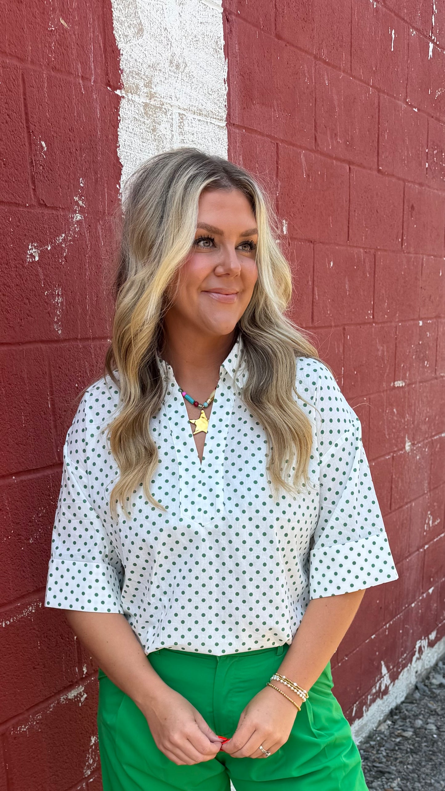 Sassy In Spots Top - Green