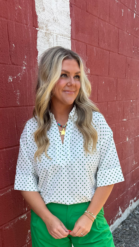Sassy In Spots Top - Green
