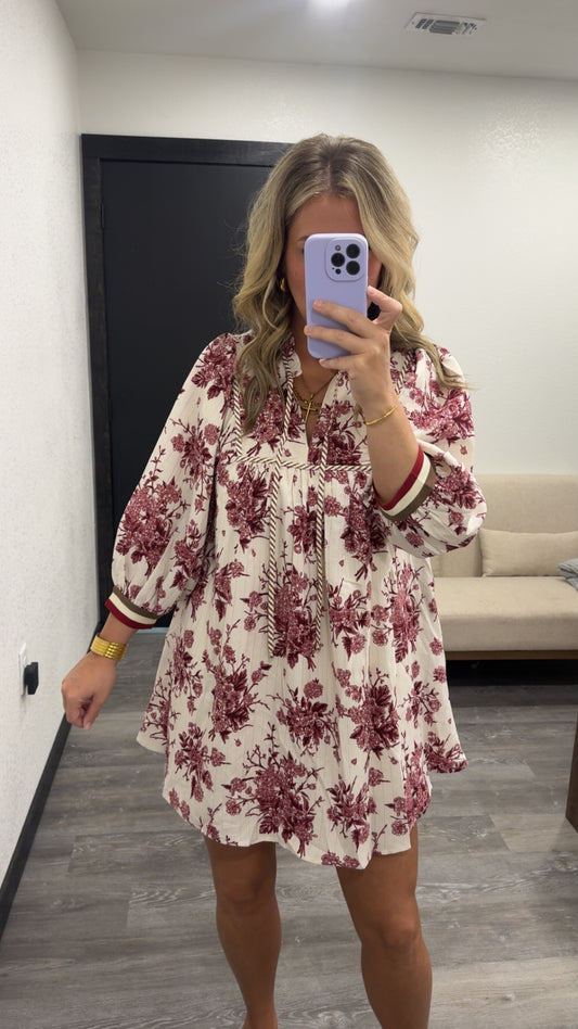 Burgandy Floral Dress