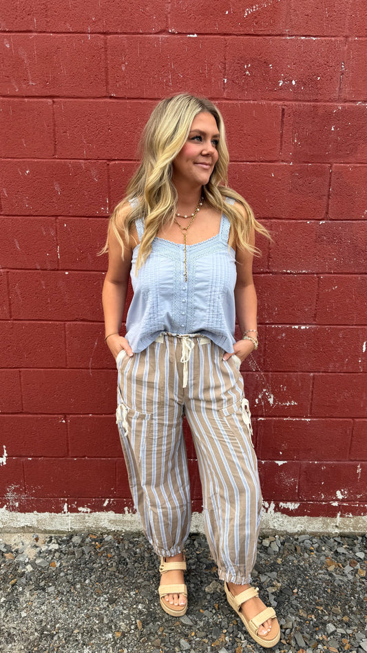 Soft Washed Striped Pants